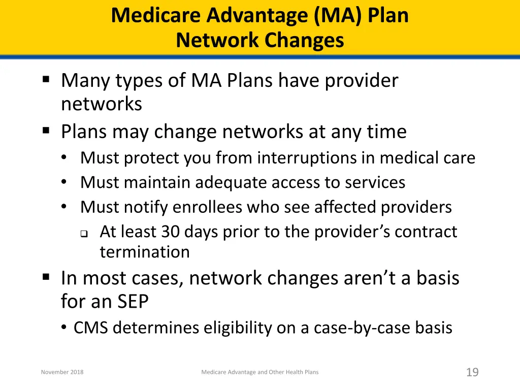 medicare advantage ma plan network changes