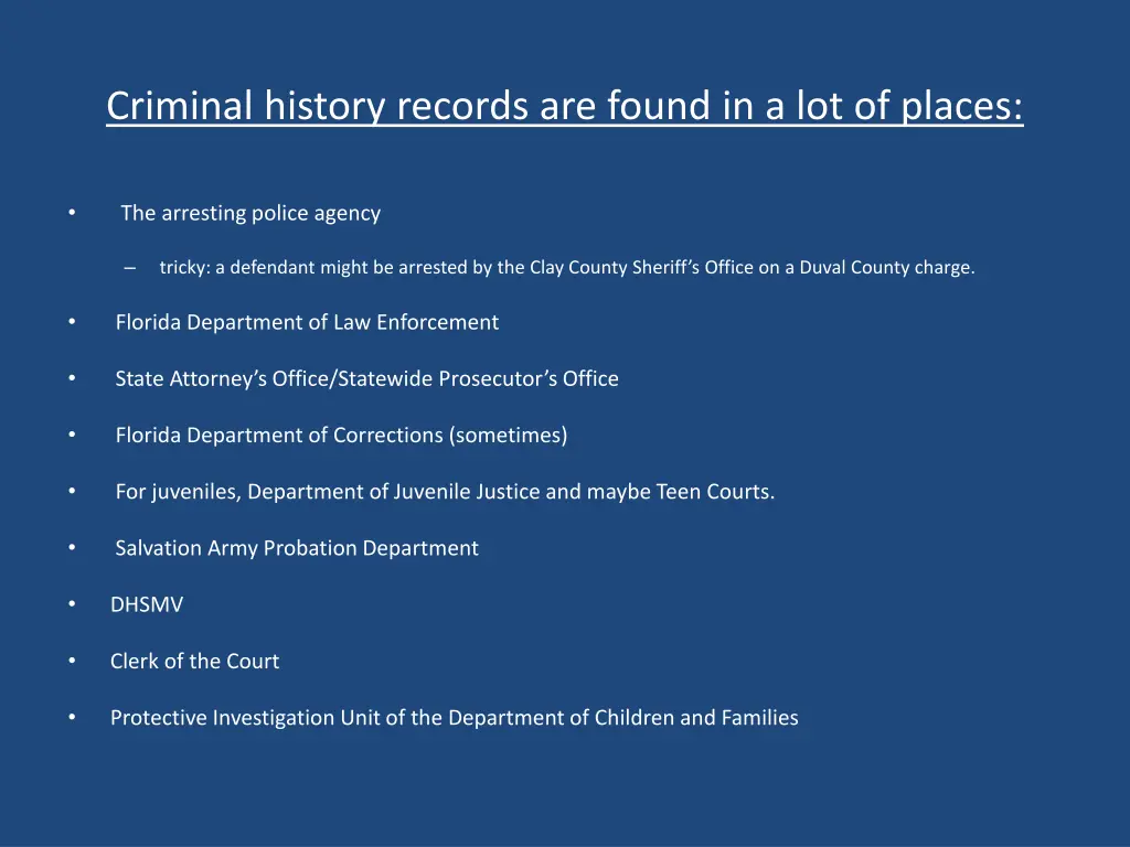 criminal history records are found
