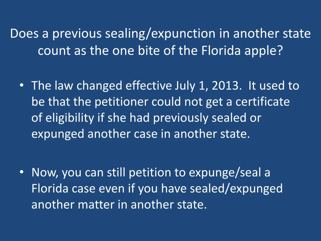 does a previous sealing expunction in another