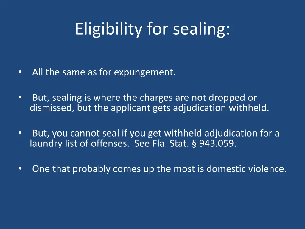 eligibility for sealing