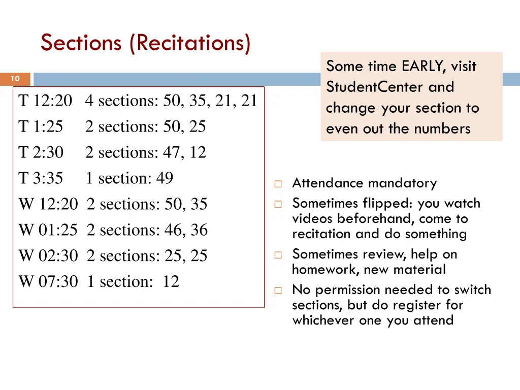 sections recitations