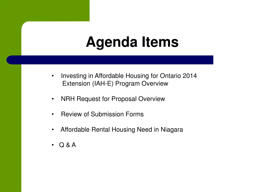 agenda items