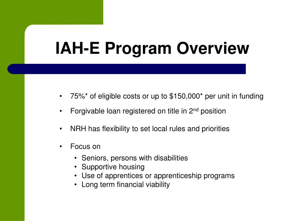 iah e program overview