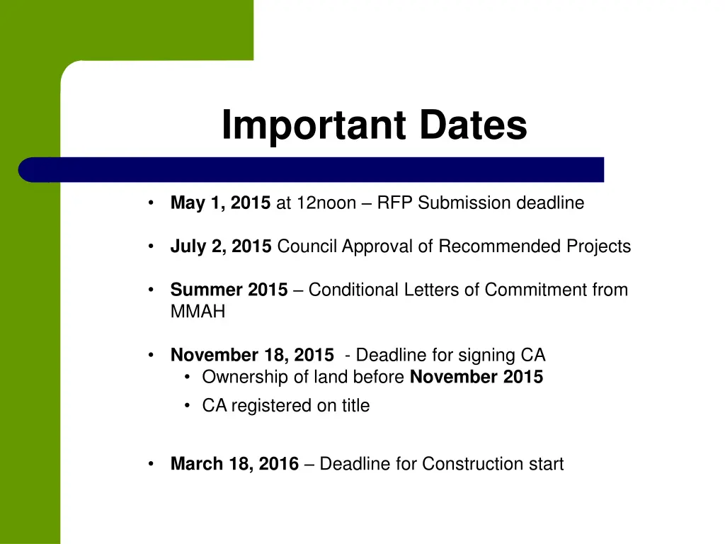 important dates