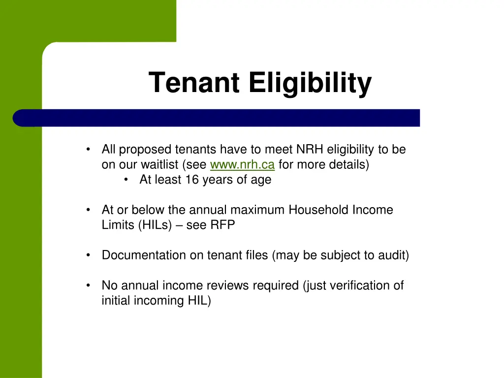 tenant eligibility