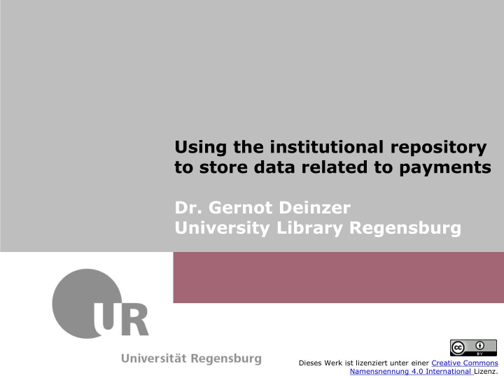 dr gernot deinzer university library regensburg