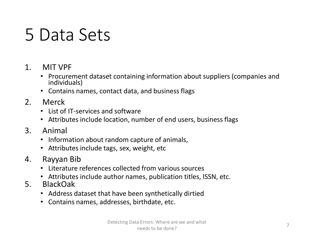 5 data sets