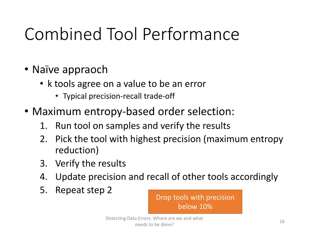 combined tool performance
