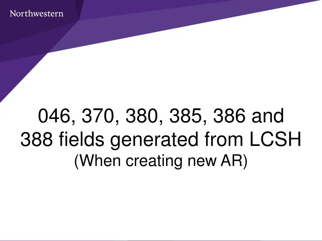 046 370 380 385 386 and 388 fields generated from