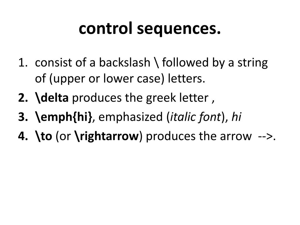 control sequences