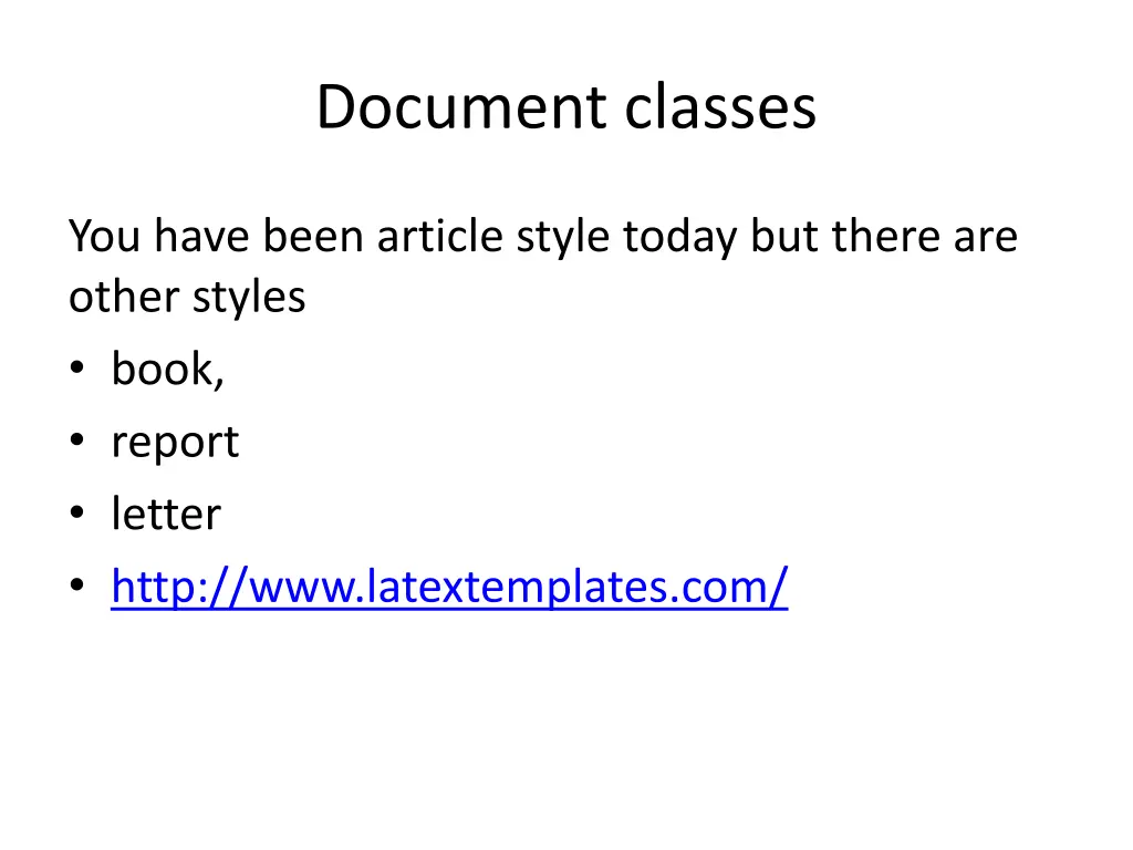 document classes