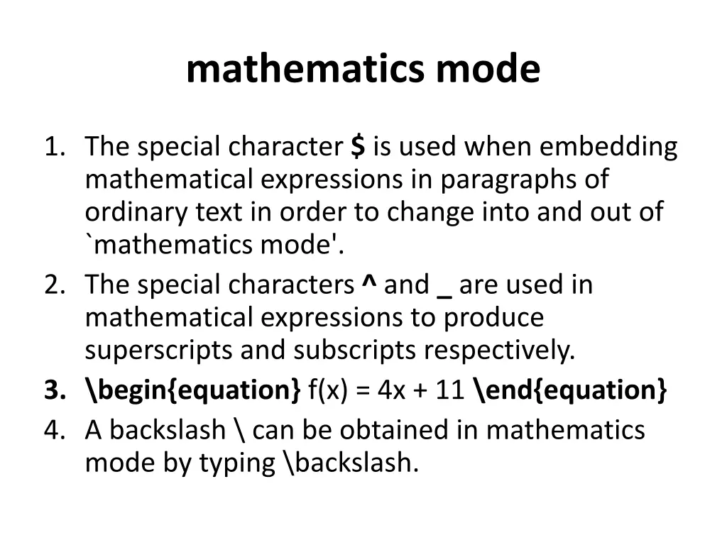 mathematics mode