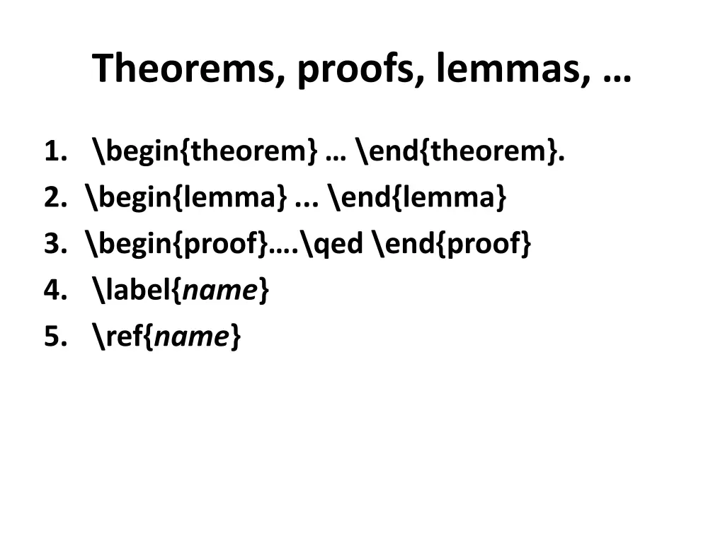 theorems proofs lemmas
