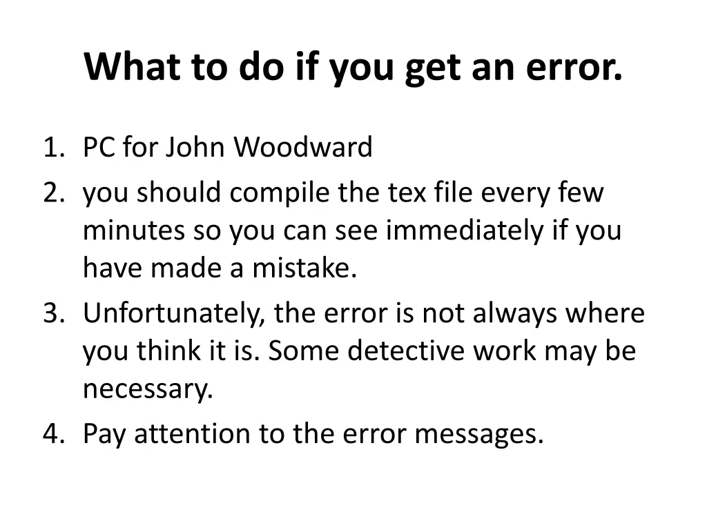 what to do if you get an error