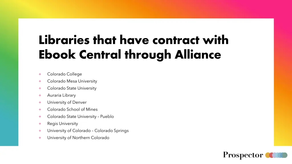 libraries that have contract with ebook central