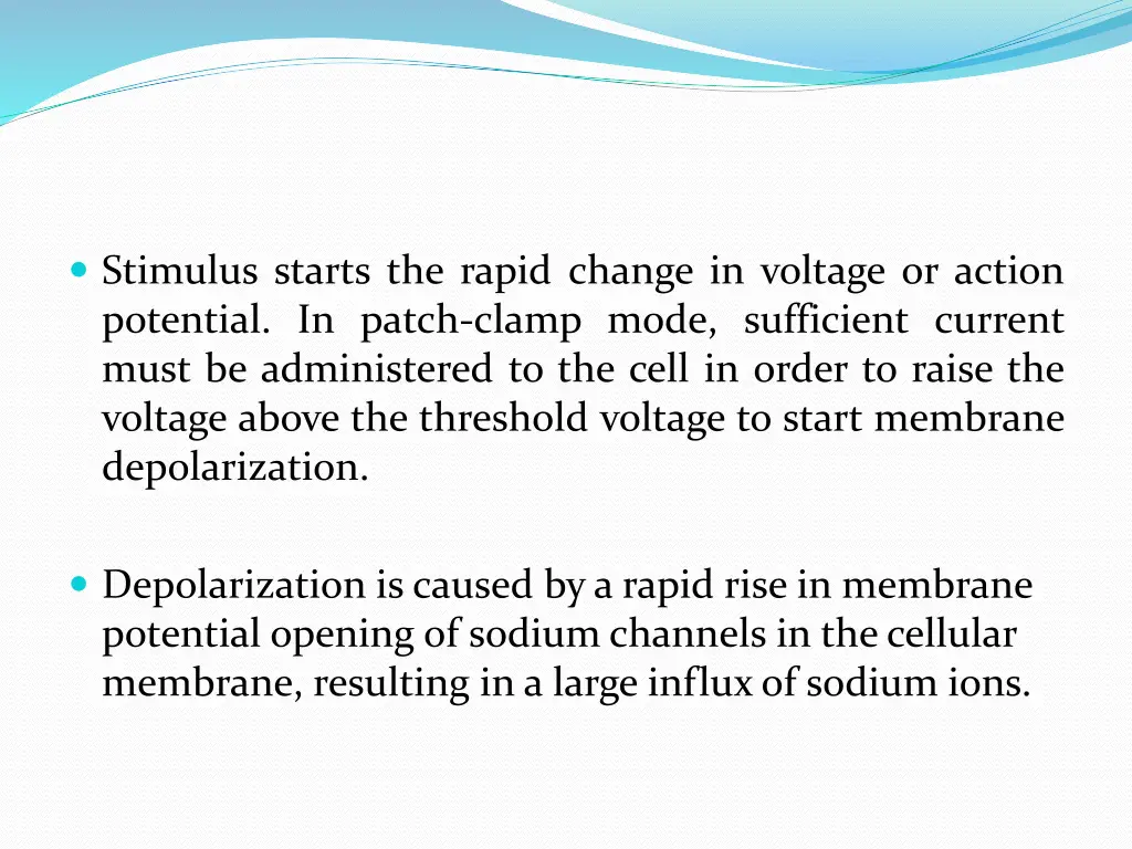 stimulus starts the rapid change in voltage