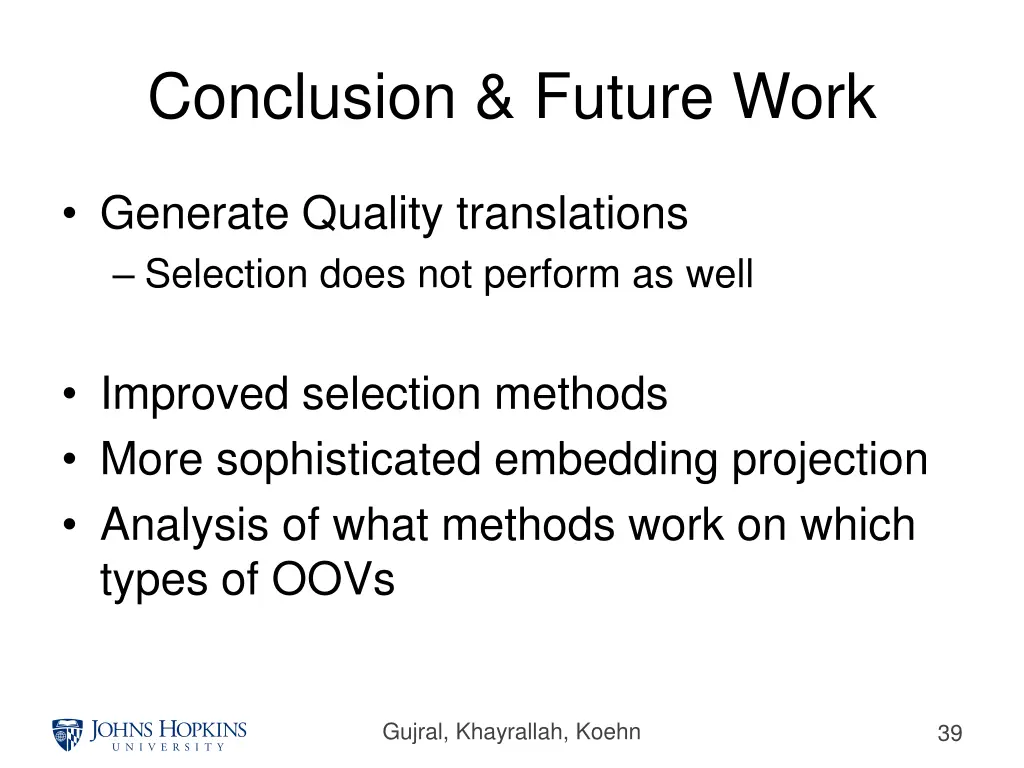 conclusion future work