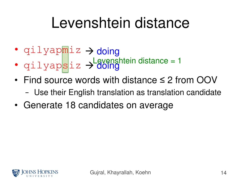 levenshtein distance 1