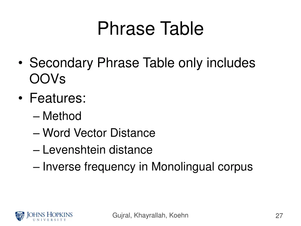 phrase table