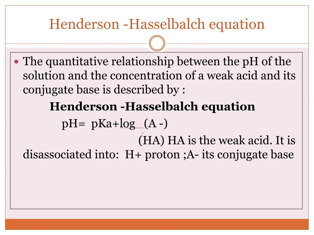 henderson hasselbalch equation