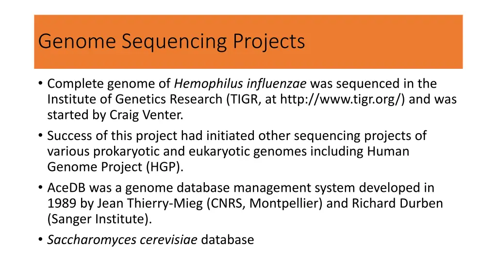 genome sequencing projects