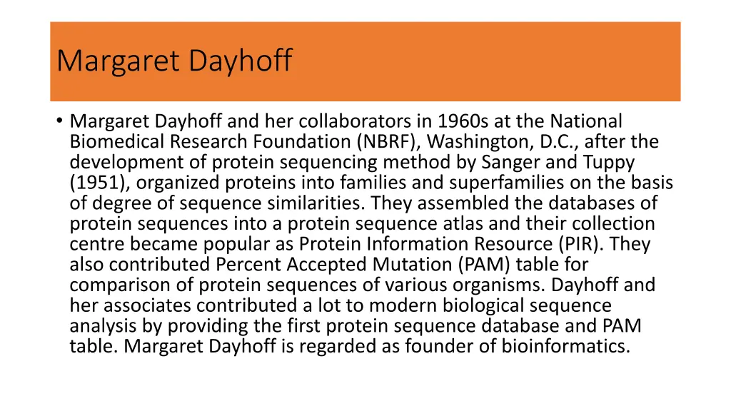margaret dayhoff