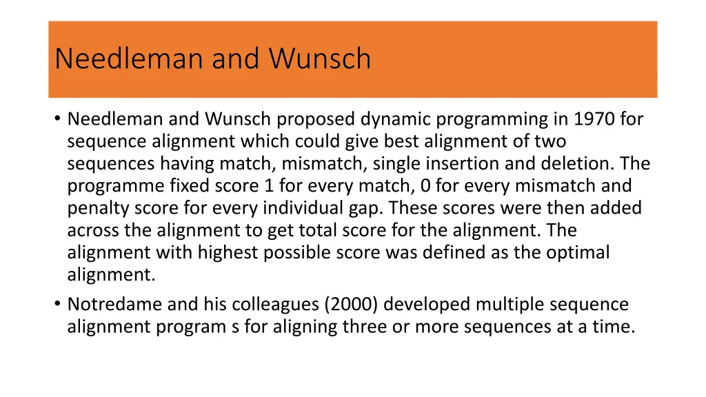 needleman and wunsch