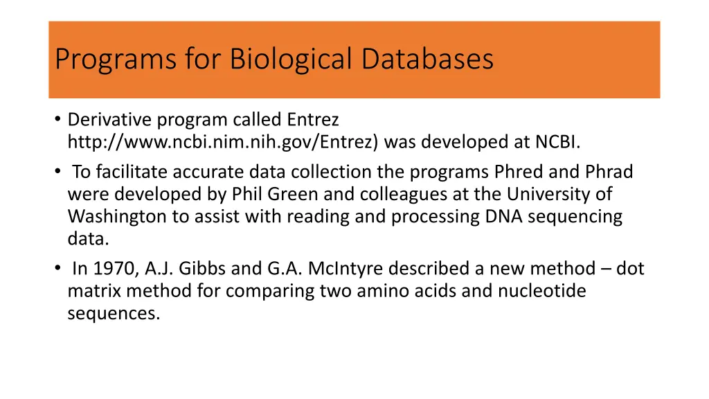 programs for biological databases
