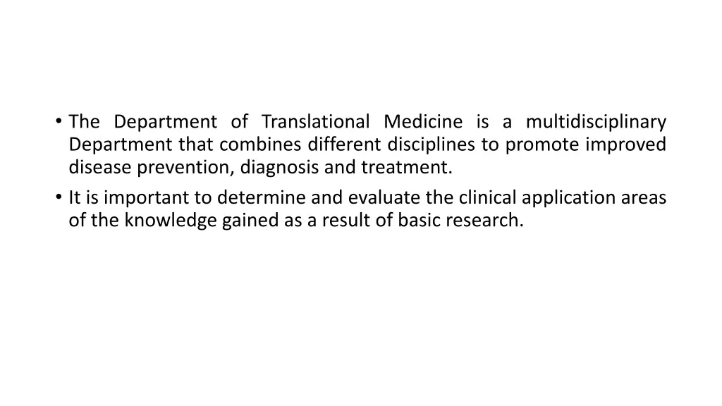 the department of translational medicine