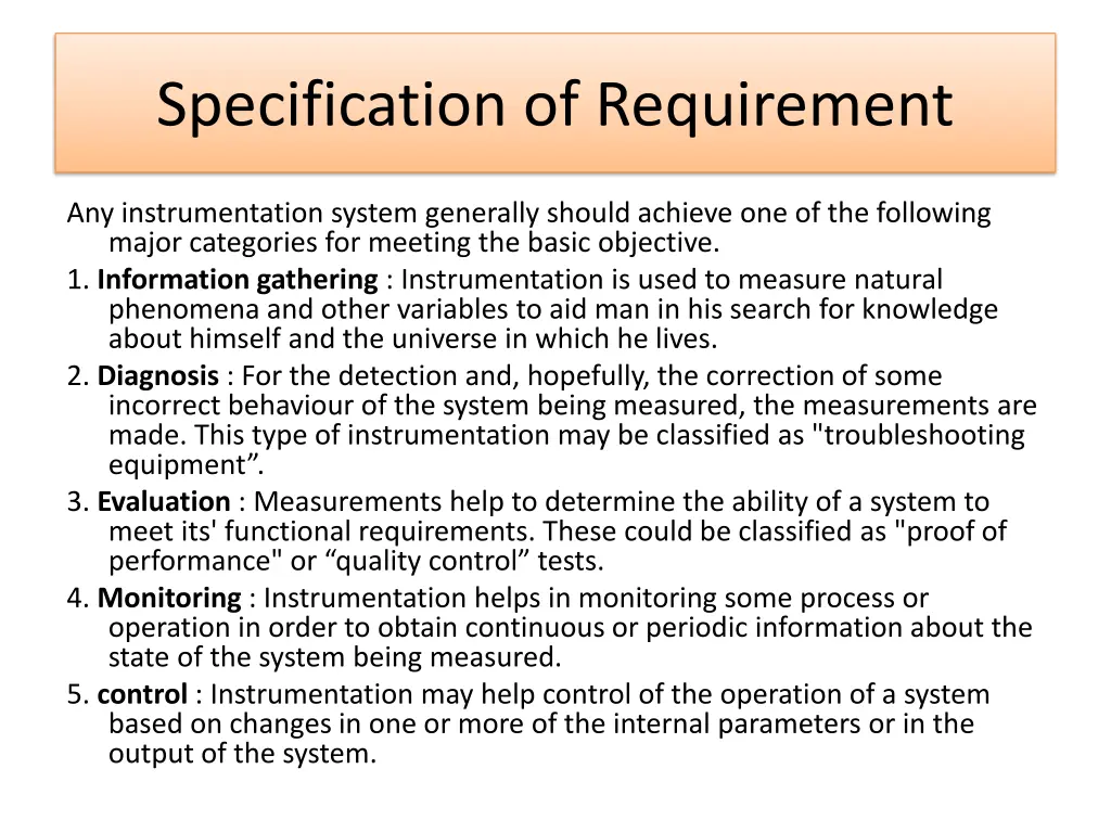 specification of requirement