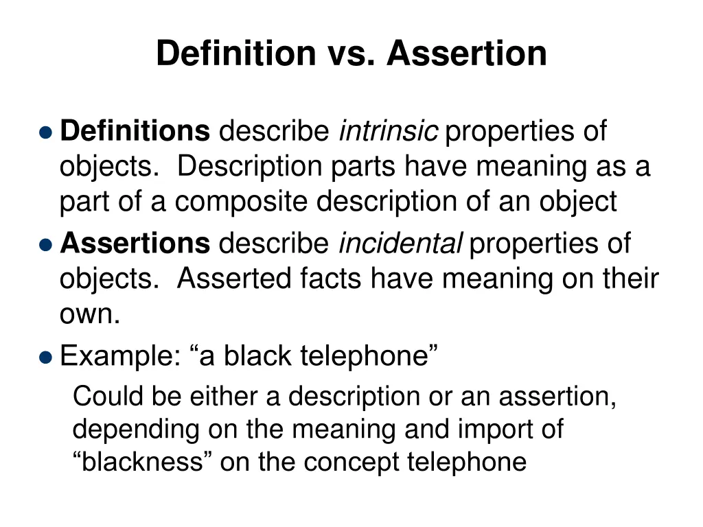 definition vs assertion