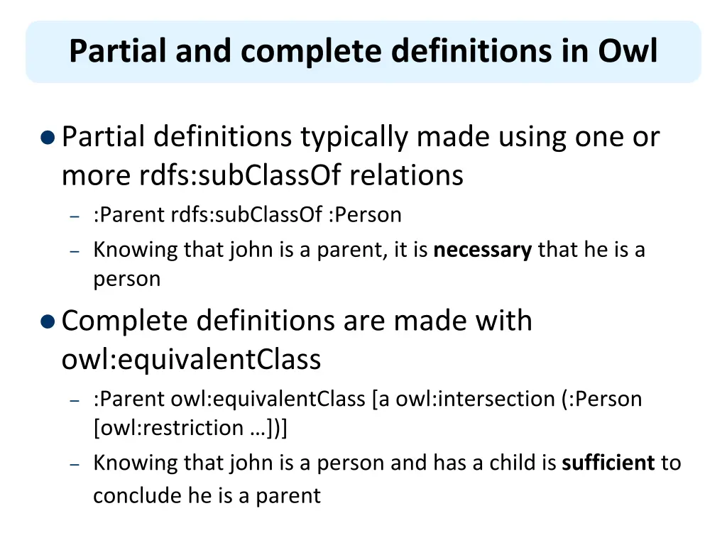 partial and complete definitions in owl