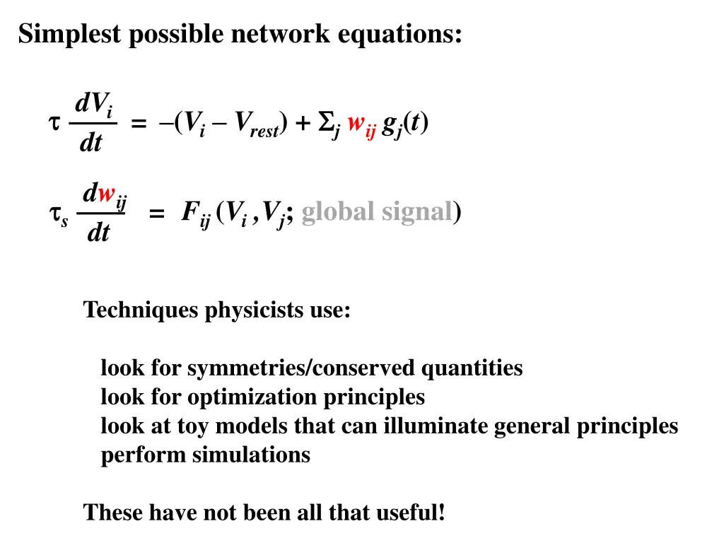 simplest possible network equations 7