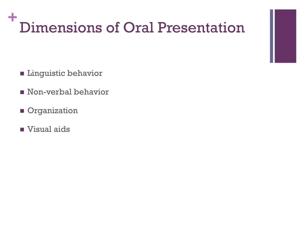 dimensions of oral presentation