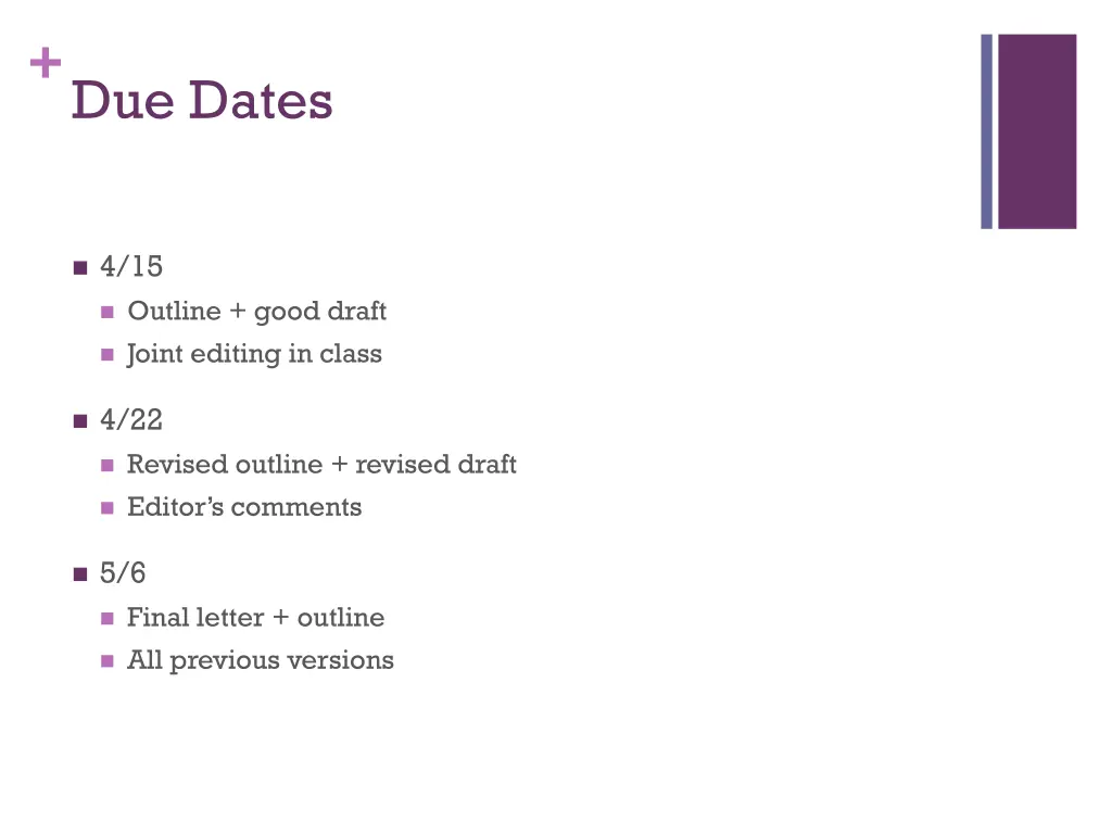 due dates