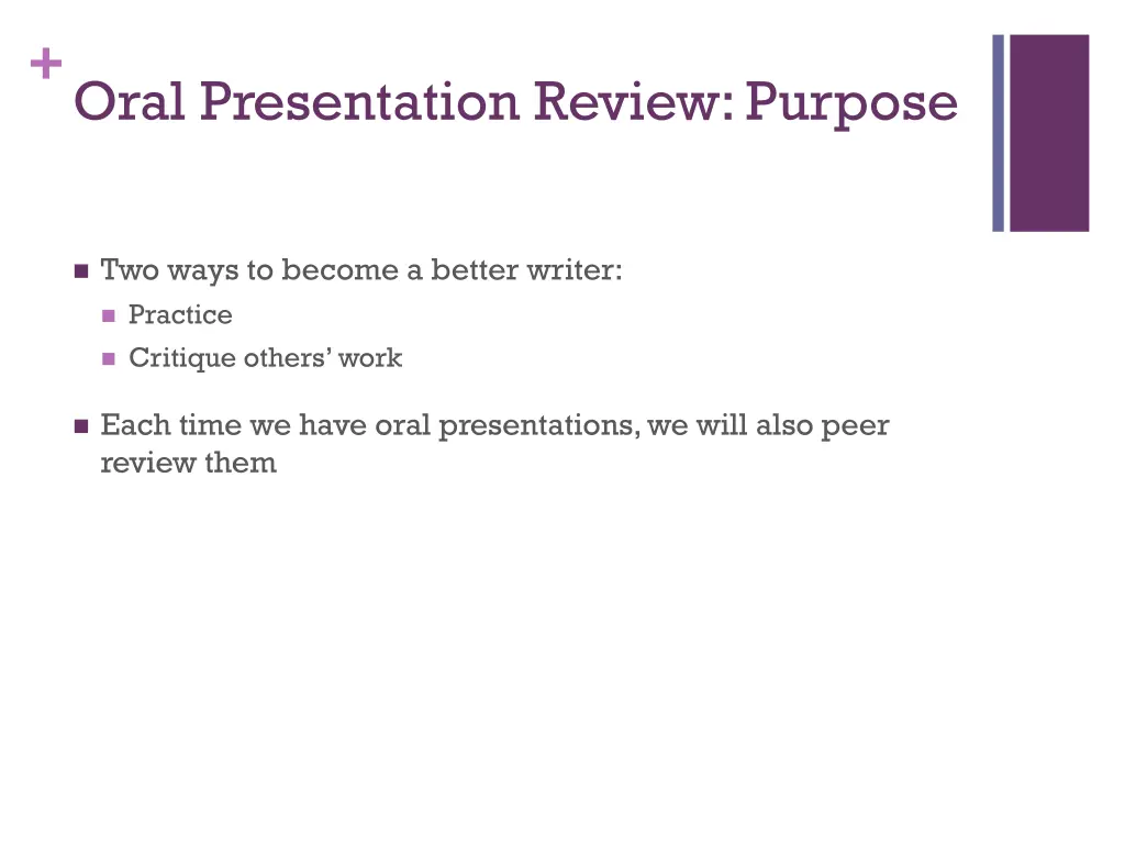oral presentation review purpose