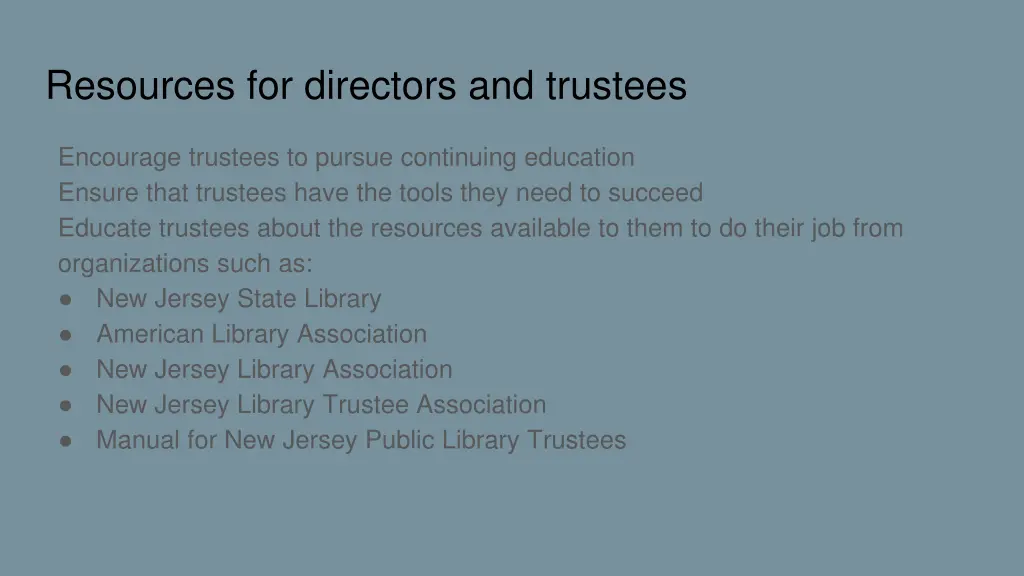 resources for directors and trustees