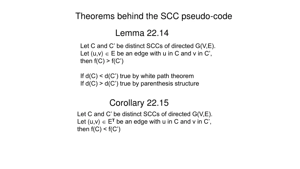 theorems behind the scc pseudo code
