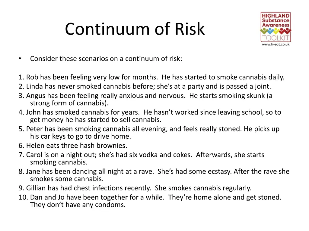 continuum of risk