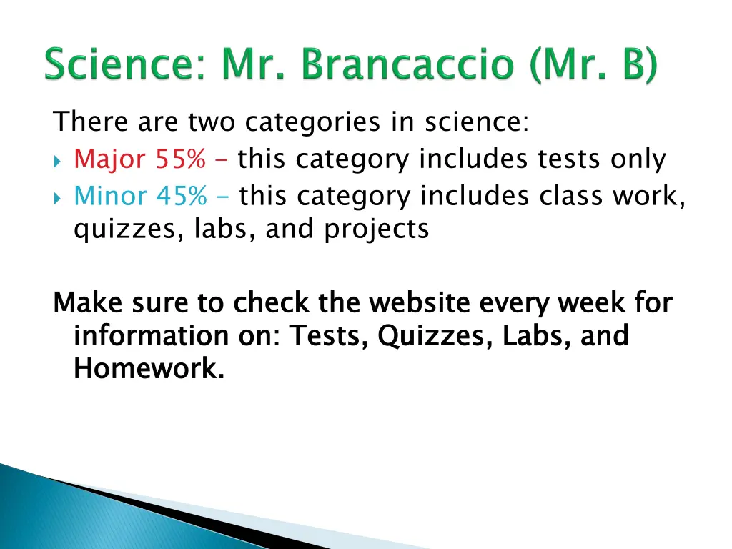 there are two categories in science major 55 this