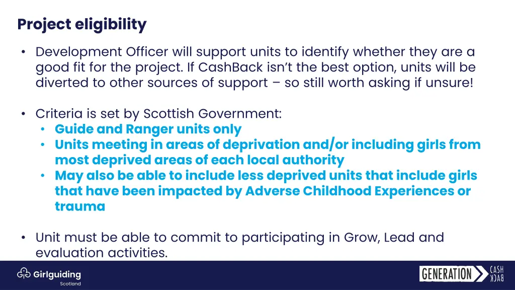 project eligibility