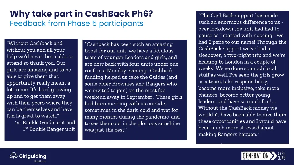 why take part in cashback ph6 feedback from phase