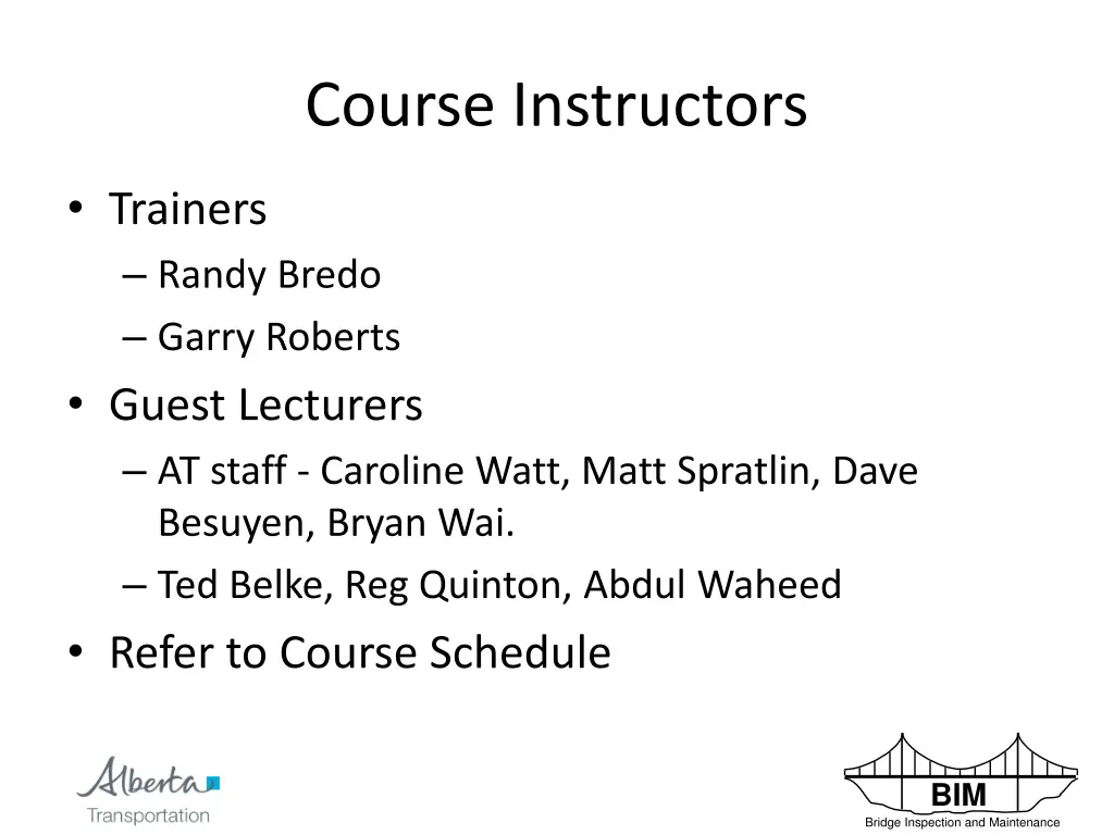 course instructors