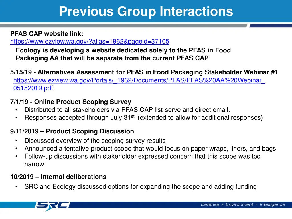 previous group interactions