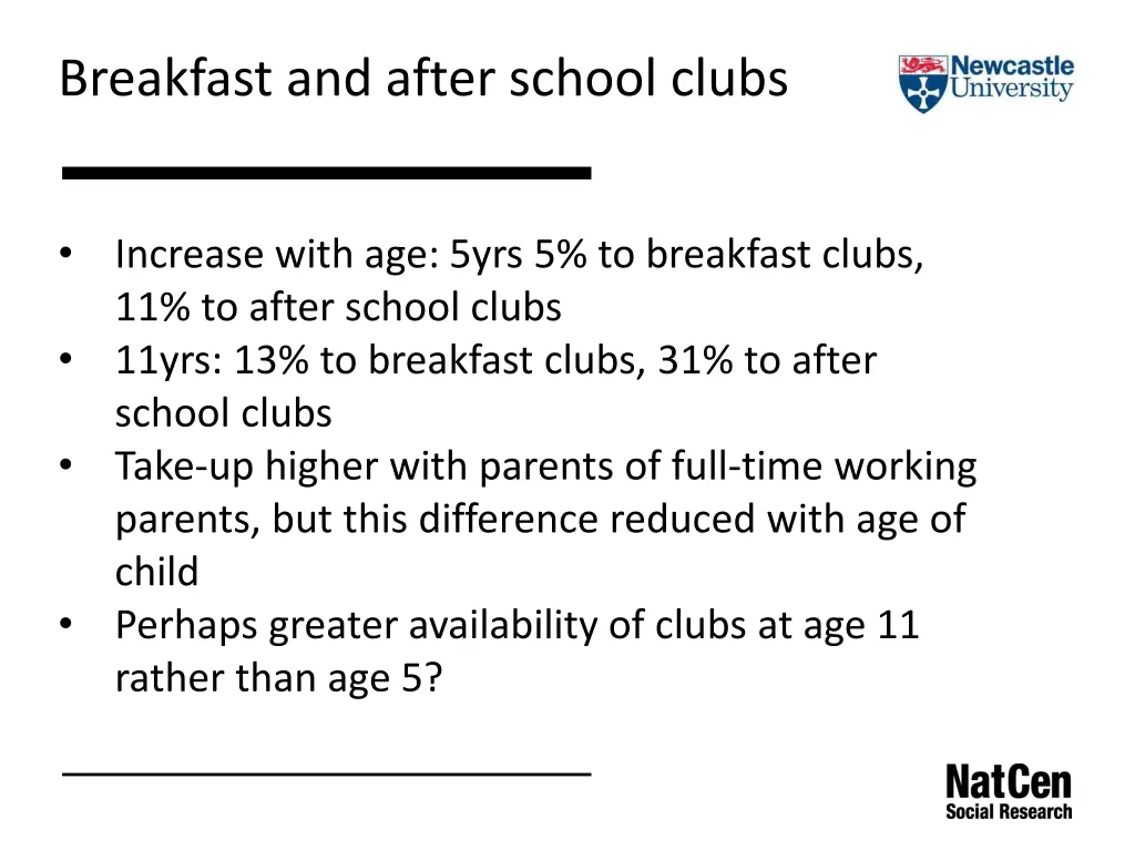 breakfast and after school clubs