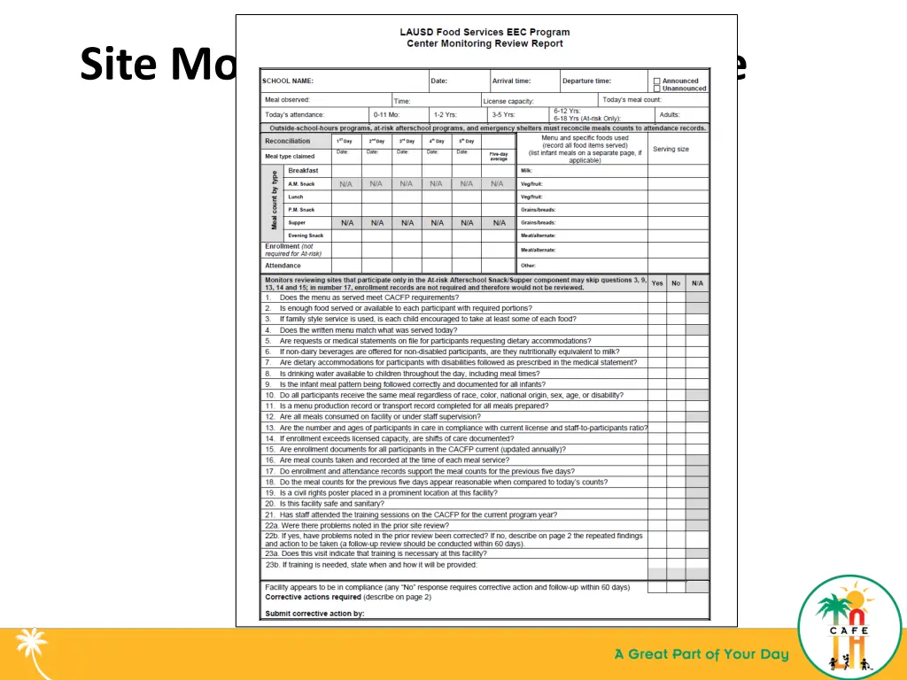 site monitoring report example