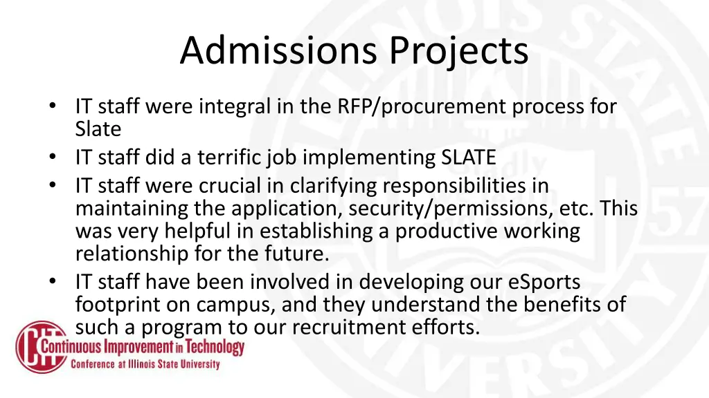 admissions projects