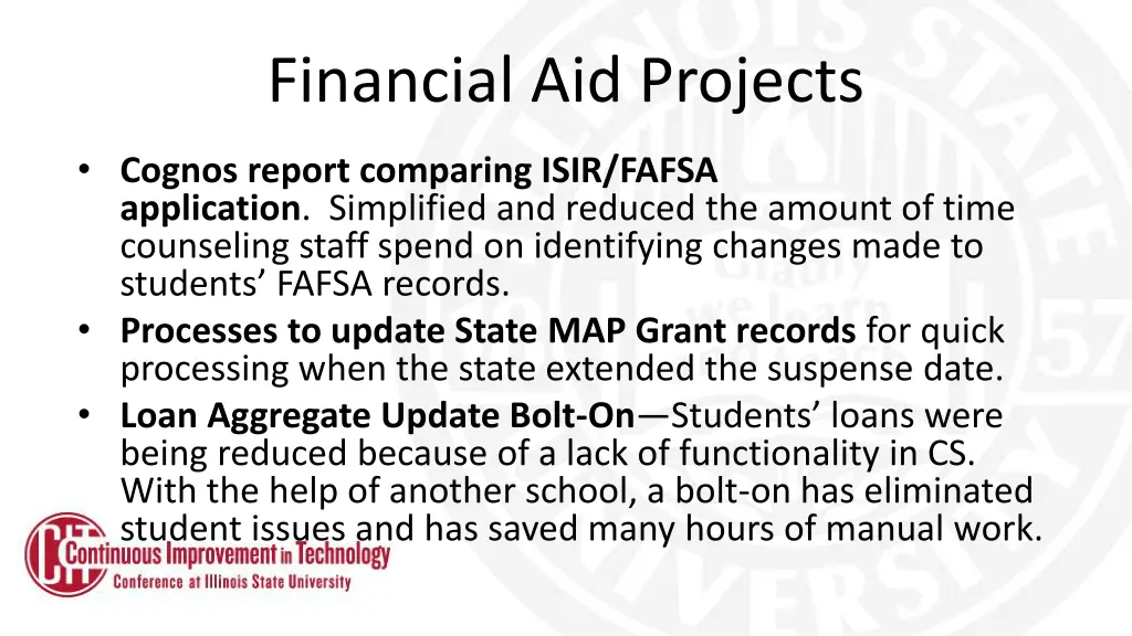 financial aid projects