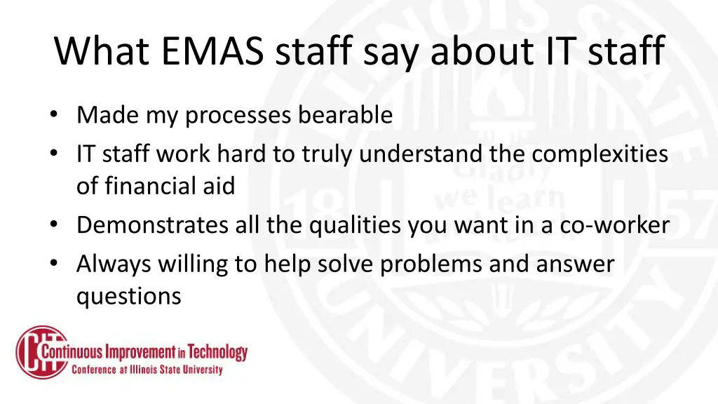 what emas staff say about it staff 1