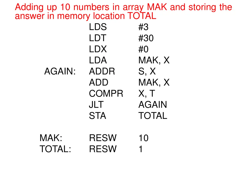 adding up 10 numbers in array mak and storing